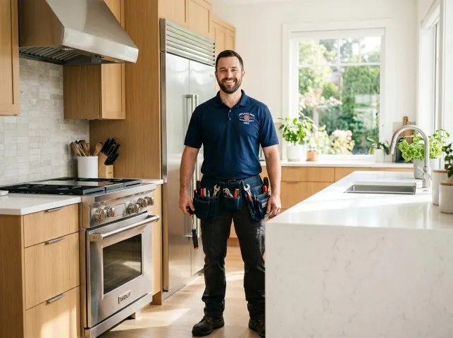 Appliance Repair Hero technician in a Naval Anacost Annex, DC kitchen after an appliance repair