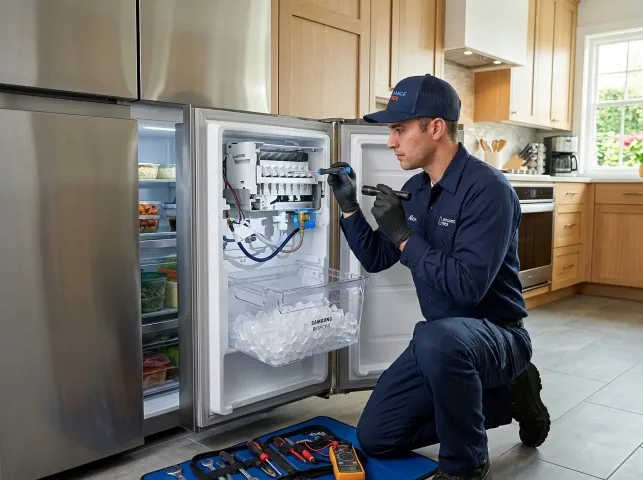 Appliance Repair Hero technician repairing a refrigerator ice maker in Naval Anacost Annex, DC